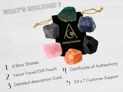 Crystals for Pregnancy, Set of 6 Blood Stone, Iolite, Hematite, Rose Quartz, Black Obsidian and Sunstone Healing Crystals and Stones - color: Pregnancy Crystals