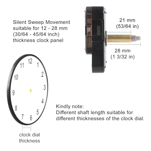 EMOON 2-Pack Quartz Clock Movement Replacement, Battery Operated Silent Clock Mechanism Kit for DIY Wall Clock Repair & Custom Clocks, Total Shaft Length 28 mm*2 - size: Total Shaft Length 28 MM*2