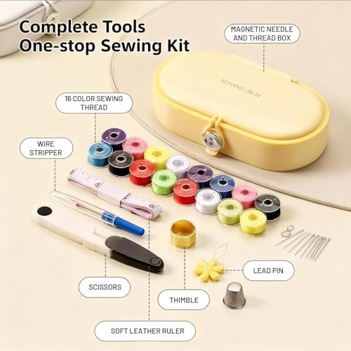 FKOG Sewing Project Kit, 135 Pcs Family Sewing Supplies Repair Kit Traveler Sewing Kit Sewing Thread Accessories DIY Sewing Supplies Organizer (White Grey) - style: White Grey