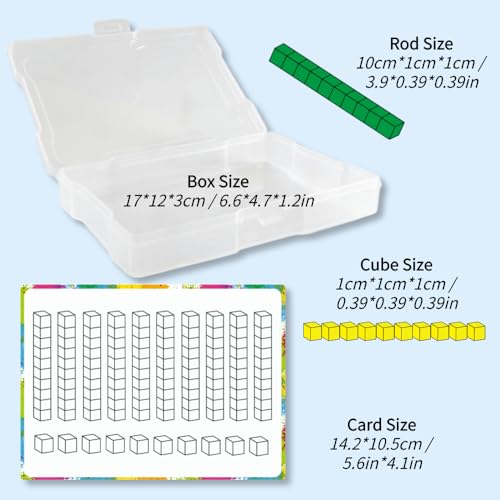 Math Task Boxes Set of 5 Math Manipulatives Themes 230+ Pieces of Number Rods, Base Ten Blocks, Ten Frame Disc Counters, Place Value Blocks, 0-9 Numbers, 3D Shapes, Activity Cards (Base Ten Blocks) - color: Base Ten Blocks