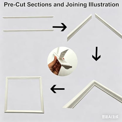 4 Set Peel and Stick Wall Molding Kit, Pre-Cut Mitered Picture Frame Molding for Wall (20" x 20"), DIY Wainscoting Wall Trim, Paintable Rigid PS Trim, 4 Panels, White (4-Frame-White, 20'' × 20'') - size: 20'' × 20''