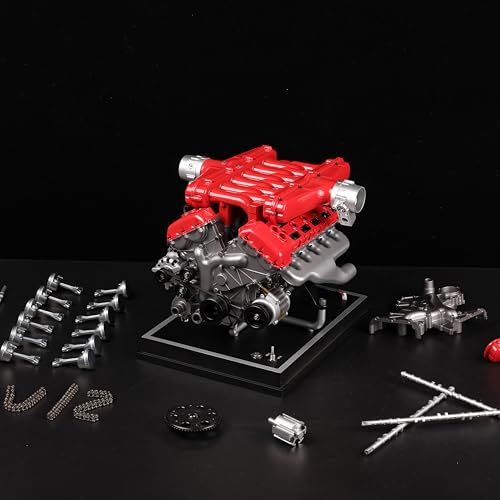 Metal V12 Engine Model Kit That Works 800+ PCS Metal Motorized 4-Stroke Engine with Electric Drive, DIY STEM Building Project & Educational Gift for Adults, and Car Enthusiasts