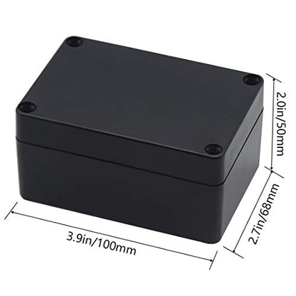 Junction Box, Zulkit Project Box IP65 Waterproof Outdoor Box ABS Plastic Electrical Boxes Electronic Enclosure Black 3.94 x 2.68 x 1.97 inch (100x68x50mm) (Pack of 1) - size: 3.94" x 2.68" x 1.97"(Pack of 1)