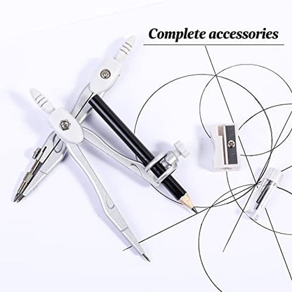 Unjoo Math Geometry Set 10 Pcs, Compass and Protractor for Students(Grey - color: Grey