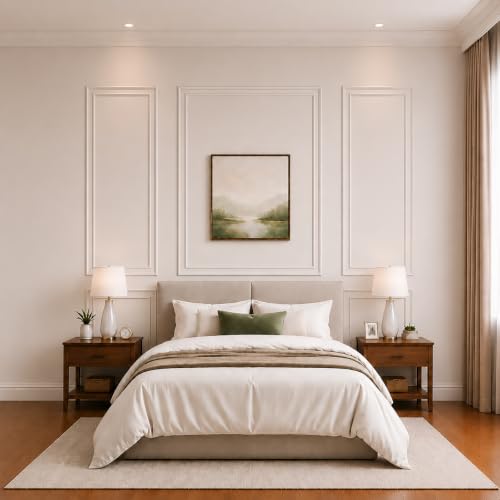 Peel and Stick Wall Molding Kit, Pre Cut Bilinear Frame Wainscoting Panel - color: 24"x60"+13.5"x46.8"