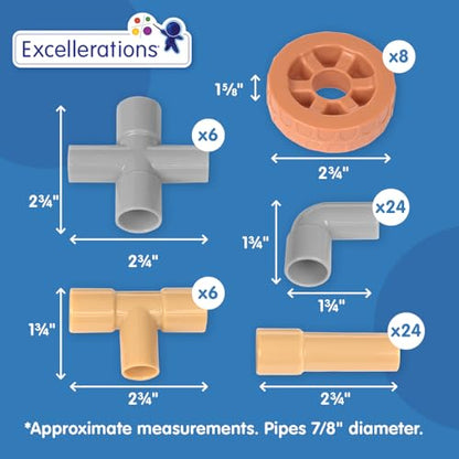 Excellerations Pipetubes & Wheels Construction Set - 68 Pieces