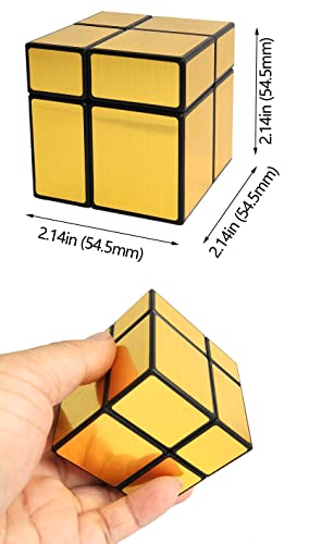 Mirror Speed Cube 2x2 Magic Cube Puzzle Gold - style: 2 level gold