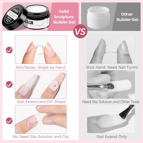 Solid Builder Gel for Nails Clear White 3D Sculpture Nail Art Hard Gel - color: Clear&White&Nude