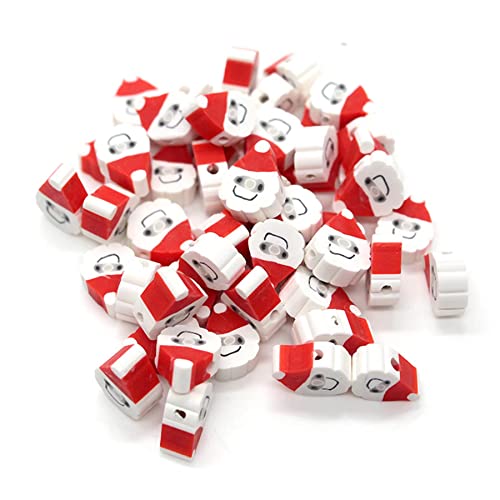 100 Pcs Christmas Polymer Clay Beads Cartoon Heishi Spacer Beads Supplies for DIY Bracelet Earring Necklace Jewelry Making - color: Christmas