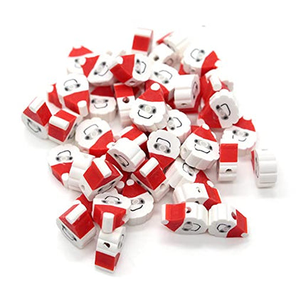 100 Pcs Christmas Polymer Clay Beads Cartoon Heishi Spacer Beads Supplies for DIY Bracelet Earring Necklace Jewelry Making - color: Christmas