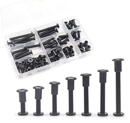 Black M6 Hex Drive Socket Cap Bolts Kit, binifiMux 35-Set Allen Head Countsunk Furniture Crib Bolts Nuts Kit, M6x15mm/ 20mm/ 25mm/ 30mm/ 35mm/ 40mm/ 50mm - size: 15mm/20mm/25mm/30mm/35mm/40mm/50mm 70pcs