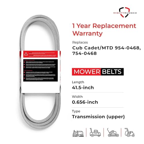 MightyRugged 954-0468, 754-0468 Upper Transmission Belt for MTD Cub Cadet - size: 41.5 in x 0.656 in