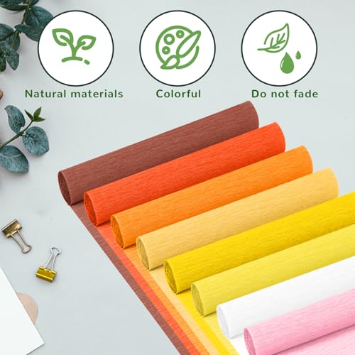 Crepe Paper Streamers 8 Rolls, 10 x 98Inch 8 Pumpkin Colors - color: Pumpkin