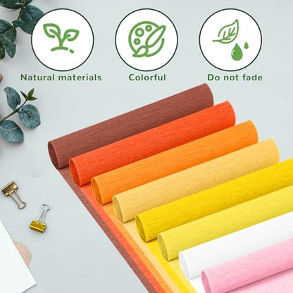 Crepe Paper Streamers 8 Rolls, 10 x 98Inch 8 Pumpkin Colors - color: Pumpkin