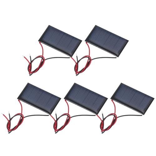 MECCANIXITY 5 Pcs 5V 0.15W 30mA Mini Solar Panels, Small Polycrystalline Solar Cell Panel with 2 Cable for DIY Electric Toy Materials Kits Charger, 44mm x 24mm - style: 5V 0.15W 30mA