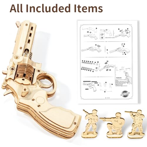 3D Wooden Puzzles for Adults,Wooden Toy for Kids and Adults,Model Building Kit,Educational Brain Teaser,Best Educational Christmas Birthday Day Gift for Friends (Wooden Revolver) - color: Wooden Revolver