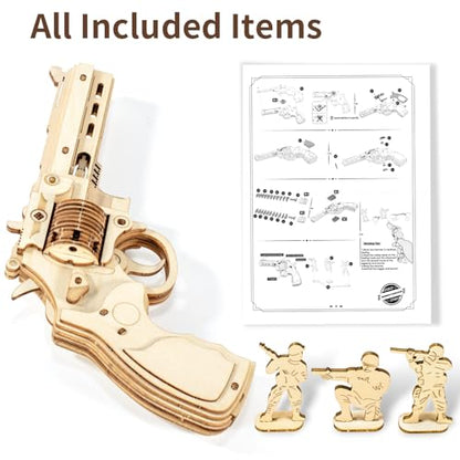 3D Wooden Puzzles for Adults,Wooden Toy for Kids and Adults,Model Building Kit,Educational Brain Teaser,Best Educational Christmas Birthday Day Gift for Friends (Wooden Revolver) - color: Wooden Revolver