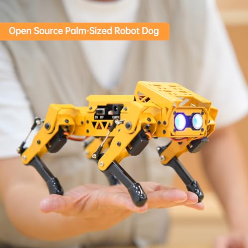 MechDog Robot Dog for Arduino Scratch Python Starter Smart Robot Kit with ESP32 AI Camera, Self Balancing Target Recognition&Tracing Open Source Bionic Quadruped Programming Science Set, Advance Kit