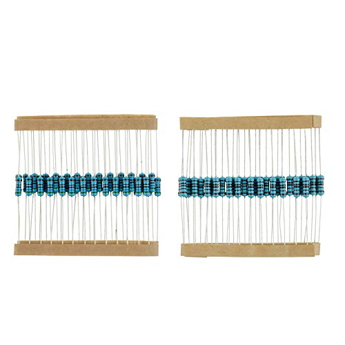 BOJACK 1000 Pcs 25 Values Resistor Kit 1 Ohm-1M Ohm with 1% 1/2W Metal Film Resistors Assortment - size: 1/2 W