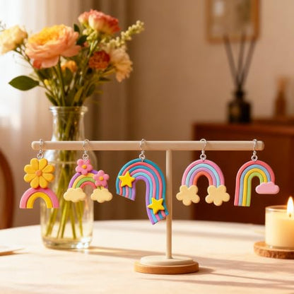 ORIGACH 22 Pcs Rainbow Polymer Clay Cutters Set PLA Clay Earring Cutters for Earring, Necklaces, Bracelets Making Polymer Clay Molds with Storage Box - style: Rainbow