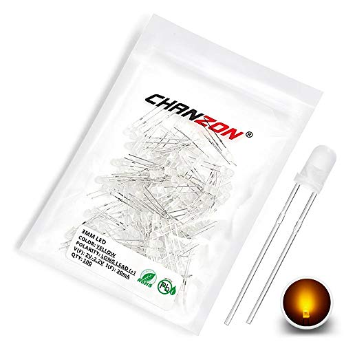 CHANZON 100 pcs 3mm Yellow Diffused LED Diode Lights (DC 3V 20mA) - color: F) White-yellow (100pcs)