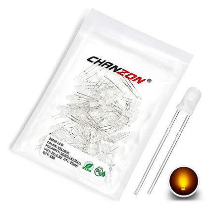 CHANZON 100 pcs 3mm Yellow Diffused LED Diode Lights (DC 3V 20mA) - color: F) White-yellow (100pcs)