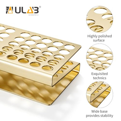 ULAB Tube Rack, Aluminum Material, 50holes(5×10), Suitable for Tubes of Dia.≤17mm,Yellow Color,UTR1019 - color: 50holes Aluminum