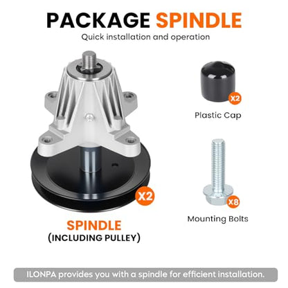 ILONPA (2 Pack 618-06991 918-06991 42 inch Deck Mower Spindle Assembly Replaces for Troy Bilt MTD Craftsman T1000 T1400 T1200 T1800 TB42 TB2246, for Huskee LT4200 Bronco Tractor - size: 2 Spindles