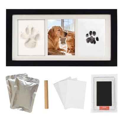 Paw Print Impression Kit for Dogs and Cats, 2 Clay, Large Ink Pad, Pet Memorial Keepsake, DIY Memorial Gift for Pet Owners, Black
