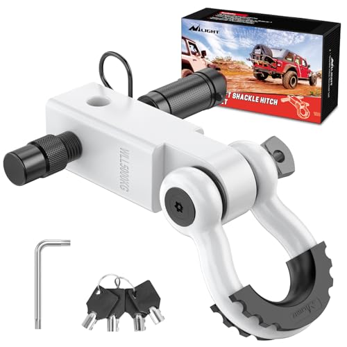 Nilight 3/4" Anti-Theft D Ring Shackle Hitch Receiver 2" Solid Towing Kit | 45000 LBs Breaking Strength 5/8" Trailer Hitch Lock Pin Heavy Duty Solid Towing Kit for Trucks Off Road White - color: Hitch w/ Lock Pin White