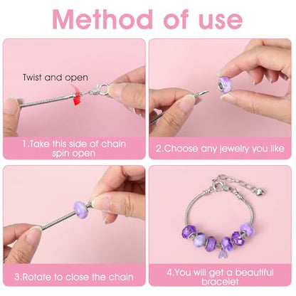 40pcs Snake Chain Charm Bracelet Chains Kit 2.6mm Adjustable Snake Charm Bracelet with Heart Lobster Clasp Extender Chain DIY Bracelets Chains for Christmas Women Gifts DIY Jewelry Making Supplies