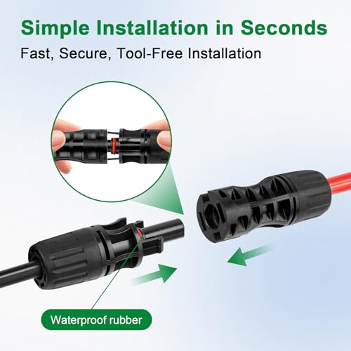 XRDS -RF Solar Cable 20FT, 8AWG Solar Extension Cable with Male & Female Solar Connectors, Flame-Retardant Protective Sleeving Solar Panel Cable, Weatherproof PV Wire for Solar Panel Connection - size: 8AWG 20FT