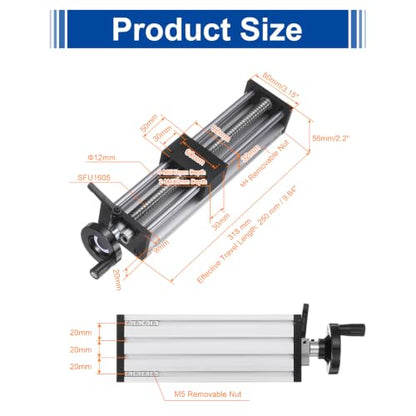 uxcell 250mm Effective Stroke Length Manual Sliding Table - size: 250mm