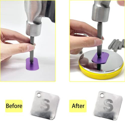 Steel Bench Block and Metal Stamping Hammer Kit, No-Rebound Metal Bench Block, Jewelry Stamping Hammer, Jewelry Metal Stamping Tools for Jewelry Making & Metal Stamping - color: Yellow, Round