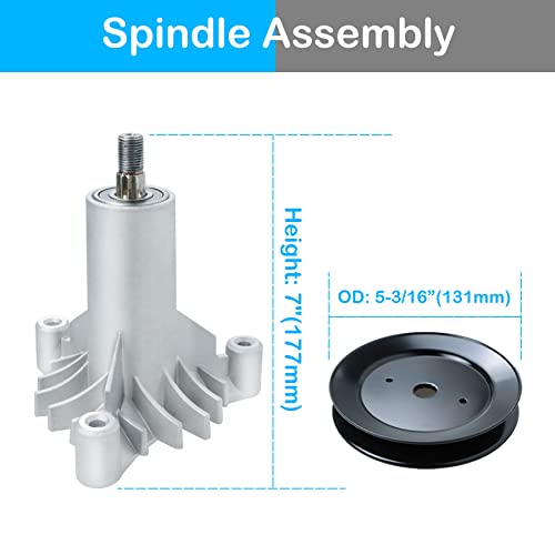 42 Inch Mower Parts 130794 Spindles Deck Rebuild Kit Fits for LT1000 LT2000 YTH1842 DYT4000 AYP Craftsman Poulan Husqvarna with 2 Pulleys 173436, 95" Deck Belt 144959 - size: 2 Spindle+2 pulley+1 belt
