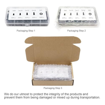 200Pcs 2020 Aluminum Extrusion M5 T Slot Bolts Screws with Washer 20 Series Extruded Hardware M5x8 10 12 14mm for 20/20 80 20 2040 T V Slot Black Aluminum Profile Accessories - style: 20 Series Type E