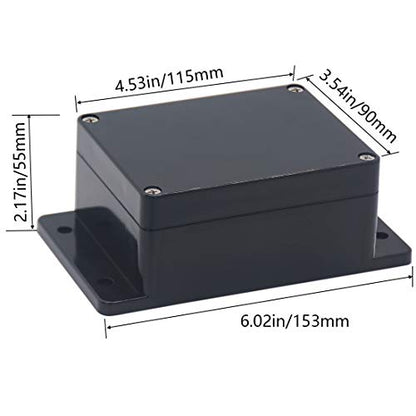 Junction Box IP65 Waterproof ABS Plastic Electrical Project Case Power Junction Boxes, Project Box with Fixed Ear Black 4.53x3.54 x2.17 inch (115 x 90 x55 mm) - color: Fixed Ear Design, size: 4.53"x3.54"x2.17"