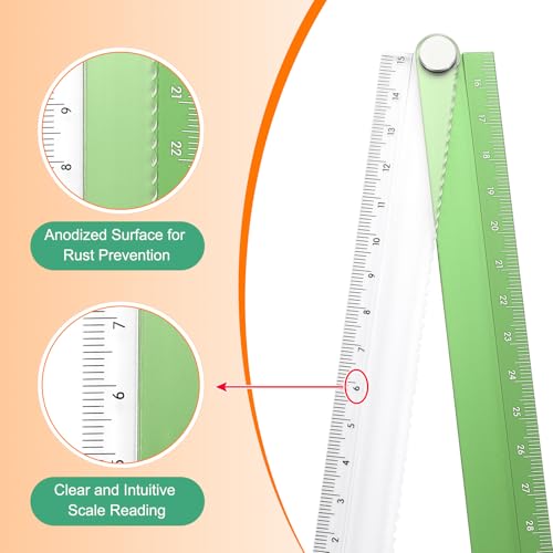 HARFINGTON 2pcs Folding Straight Ruler 30cm Metric Aluminum Alloy Protractor Foldable Angle Ruler Geometric Measuring Tool for Architects Artists Office, Green/Black - color: Green/Black