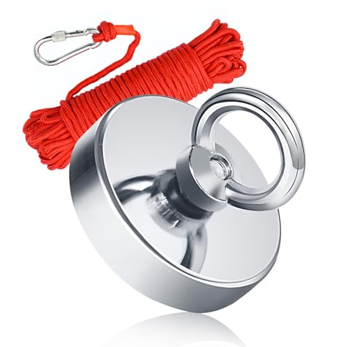2.36"(60 mm) Fishing Magnet Kit- 500lbs Large Strong Rare Earth Fish Magnets Heavy Duty with 65ft Rope, Super Neodymium High Power Magnet with Handle for Retrieving in Lake, Beach, Lawn(D60 Set) ﻿ - size: D60 Set