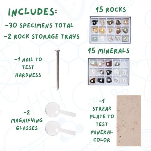 Toysmith STEM Rock & Mineral Science Kit for Kids - 30 Geology Specimens with Viewer, Identification Tools & Testing Tools - Geology Set for Young Geologists, Ages 8+ - style: Toy Rock & Mineral Science Kit Bundle