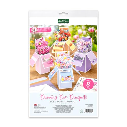 Katy Sue Blooming Box Bouquets Pop Up Card Making Kit. Make 8 3D Floral Box Cards. All-in-one Kit: Die-Cut Decoupage, Cardstock, Adhesive Pads, Envelopes & Instructions for Card Making Supplies
