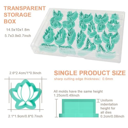 17Pcs Phoenix Polymer Clay Cutters Flame Feather Polymer Cutter for Clay Earrings Making Festival Jewelry DIY - color: Phoenix