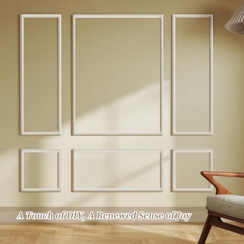 JBER Peel and Stick Wall Molding Kit, 6 Pre-Cut Wainscoting Panels, White - color: White-3 Pack-Bird, size: 78 x 24 in+78 x 48 in