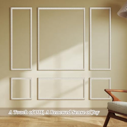 JBER Peel and Stick Wall Molding Kit, 6 Pre-Cut Wainscoting Panels, White - color: White-3 Pack-Bird, size: 78 x 24 in+78 x 48 in