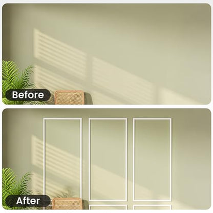 3 Sets Peel and Stick Wall Molding Kit, 54x24 Inch Premade Wainscoting Frames - color: 54''x24''-3pack