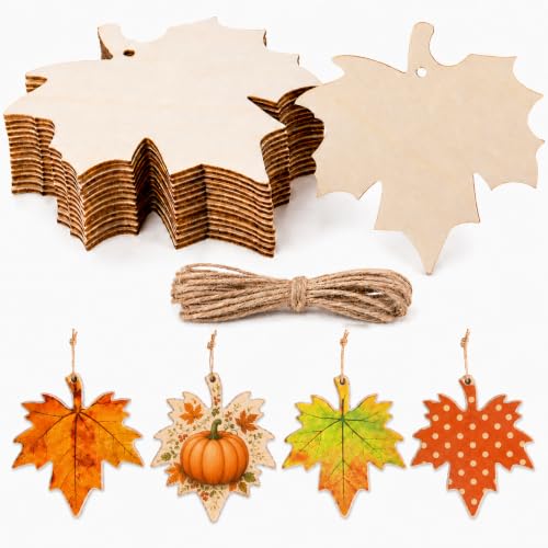 MAQIHAN Wooden Maple Leaf Craft Kit 30 Pcs - Paintable Thanksgiving Decor - size: Maple Leaf