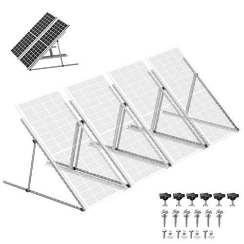 4-Pack 45" Heavy-Duty Solar Panel Mount, Adjustable 0-90° Tilt Angle Anodized Aluminum Frame, Compatible with 100-400W Solar Panels for RV Roof, Boat, Camper & Off-Grid Use - size: 45 IN 4 Set