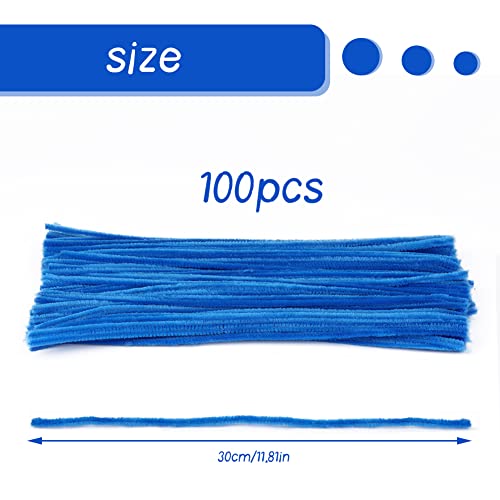 100 Pcs Pipe Cleaners Craft, Lake Blue Pipe Cleaners Bulk, Chenille Stem - color: Lake Blue