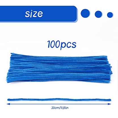 100 Pcs Pipe Cleaners Craft, Lake Blue Pipe Cleaners Bulk, Chenille Stem - color: Lake Blue