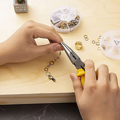 Handyman Crafts Jump Rings Kit With1000PCS Open Jump Rings 40PCS 12mm Lobster Clasps and Jump Rings Opener for Jewelry Making Keychains and Necklace Repair (Gold) - color: Gold